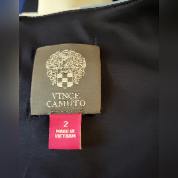 Vince Camuto Navy and Peach Geometric Mini Dress, Size 2 - Picture 3 of 6